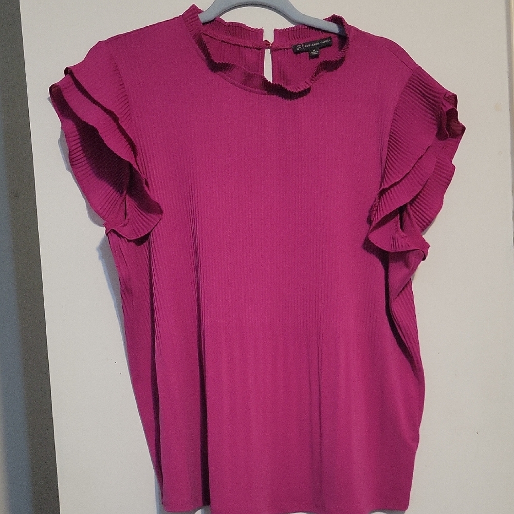 TOP/BOTTOM, Adrianna Papell Fuchsia Ruffle Sleeve Blouse & HYFVE PANTS